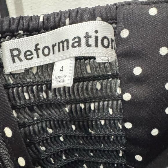 NEW REFORMATION Lai Satin Midi Dress in “Selene” polka dot - Picture 6 of 9